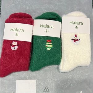 HALARA Festive Holiday Socks Trio - Red, Green, White